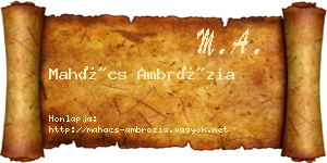 Mahács Ambrózia névjegykártya